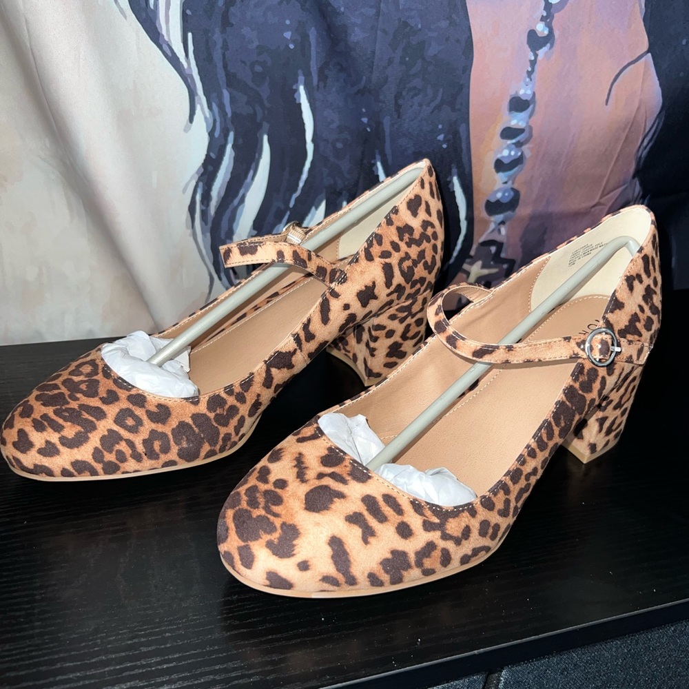 Leopard print Mary Janes size 12W